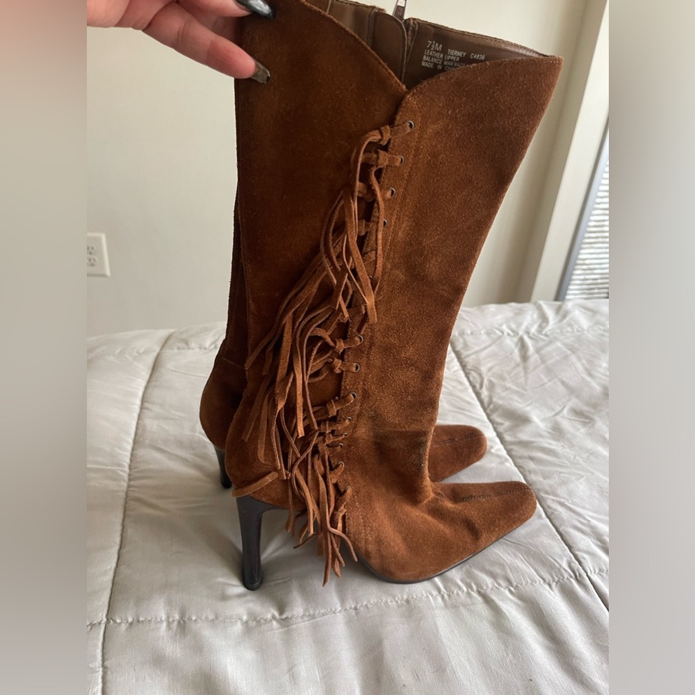 Brown suede boots